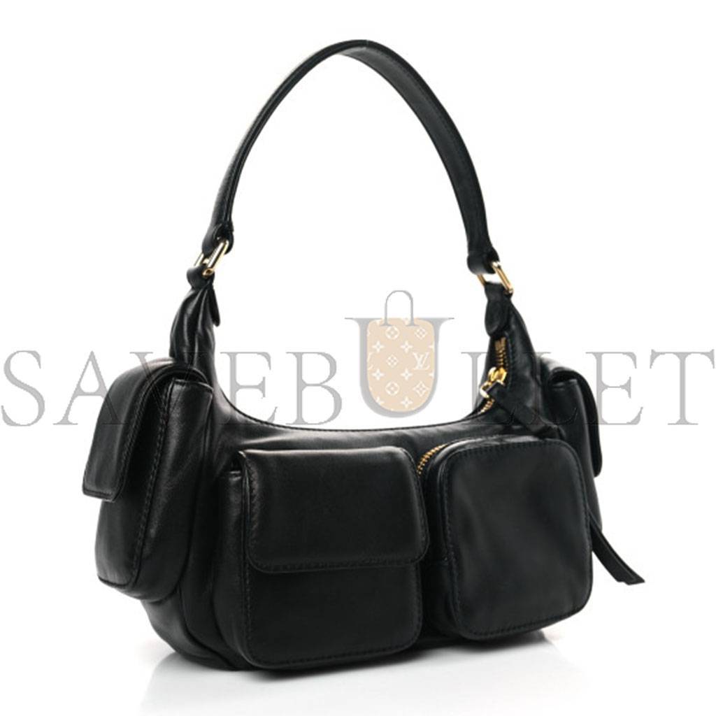 MIU MIU NAPPA MULTI POCKET HOBO BLACK 5BC145 (22*13*6cm)